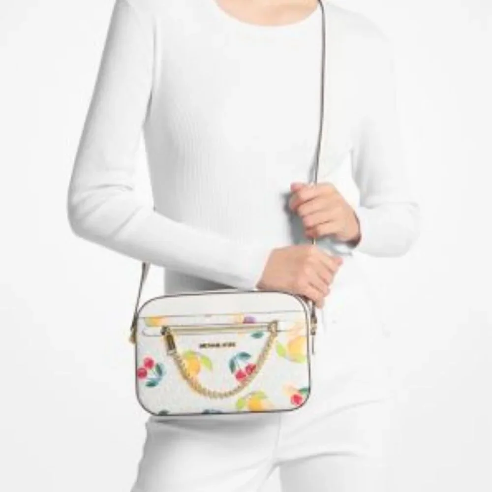 ❌SOLD❌ NWT Michael Kors Jet Set Large Fruit Print Logo Crossbody Bag - Picture 6 of 6